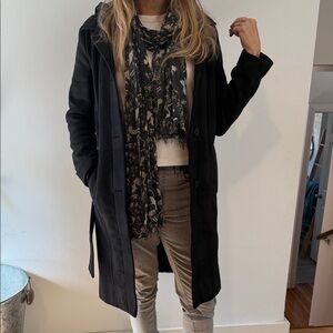 Maje Black Hooded Trench Coat